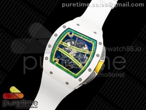 RM061 White Ceramic APSF 1:1 Best Edition Yellow Skeleton Dial on White Rubber Strap RMUL2 Super Clone