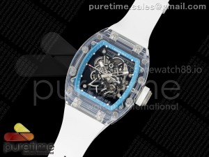RM055 Crystal SONIC Best Edition Blue Inner Bezel White Crown on White Rubber Strap RMUL2 Super Clone