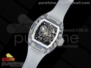 RM055 Crystal SONIC Best Edition White Inner Bezel Gray Crown on Transparent Rubber Strap RMUL2 Super Clone