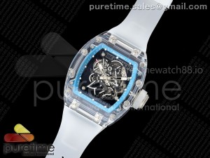 RM055 Crystal SONIC Best Edition Blue Inner Bezel Gray Crown on Transparent Rubber Strap RMUL2 Super Clone