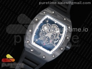 RM055 Forged Carbon Titanium Case KVF Best Edition Skeleton Dial White Inner Bezel on Black Rubber Strap MIYOTA8215 V2