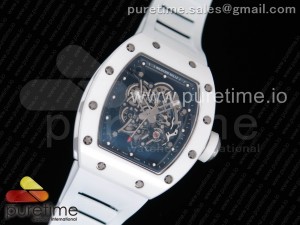 RM055 Real All White Ceramic KVF Best Edition Skeleton Dial White on White Rubber Strap MIYOTA8215