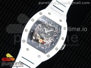 RM 51-01 White Ceramic Tiger & Dragon KVF Best Edition on White Rubber Strap MIYOTA8215