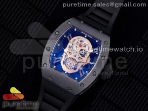 RM052 Skull Black Ceramic ZF 1:1 Best Edition RG Skeleton Dial on Black Rubber Strap NH05A