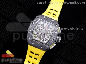 RM011 NTPT Chrono KVF 1:1 Best Edition Crystal Dial on Yellow Rubber Strap A7750 V2