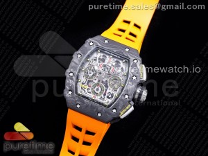 RM011 NTPT Chrono KVF 1:1 Best Edition Crystal Dial on Orange Rubber Strap A7750 V2