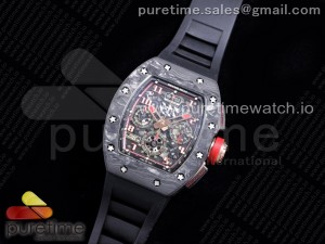 RM011 NTPT Chrono Lotus KVF 1:1 Best Edition Crystal Dial on Black Rubber Strap A7750 V2