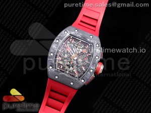 RM011 NTPT Chrono Lotus KVF 1:1 Best Edition Crystal Dial on Red Rubber Strap A7750 V2