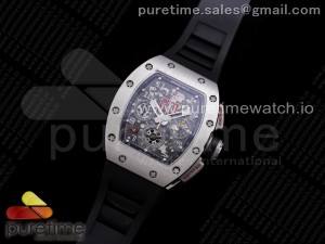 RM011 SS Chrono KVF 1:1 Best Edition Crystal Dial Black on Black Rubber Strap A7750 V3