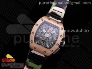 RM011 RG Chrono KVF 1:1 Best Edition Crystal Dial Black on Green Camo Rubber Strap A7750 V3