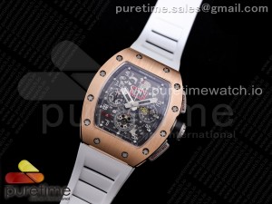 RM011 RG Chrono KVF 1:1 Best Edition Crystal Dial Black on White Rubber Strap A7750 V3