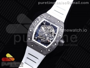 RM055 NTPT KVF Best Edition Skeleton Dial Black Crown on White Rubber Strap MIYOTA8215 V3