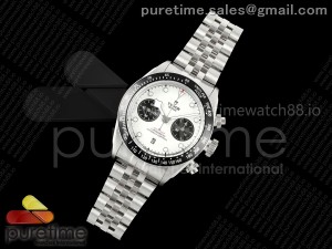 Black Bay Chrono SS BLSF 1:1 Best Edition White/Black Dial on Jubilee Strap A7750