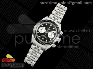 Black Bay Chrono SS BLSF 1:1 Best Edition Black/White Dial on Jubilee Strap A7750