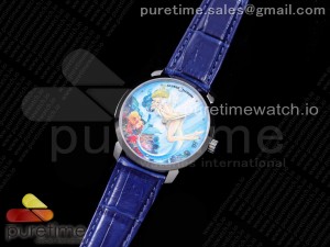 Ulysse Nardin Classico Manufacture Manara SS FKF Best Edition Style2 on Blue Leather Strap A2892