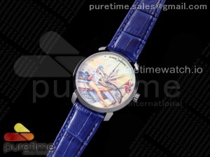 Ulysse Nardin Classico Manufacture Manara SS FKF Best Edition Style7 on Blue Leather Strap A2892