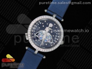 Lady Arpels Ballerine Enchantée SS Blue Dial on Blue Leather Strap Jap Quartz