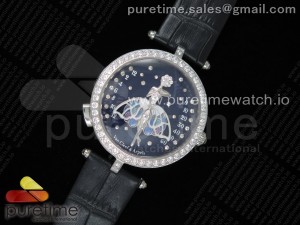 Lady Arpels Ballerine Enchantée SS Blue Dial on Black Leather Strap Jap Quartz