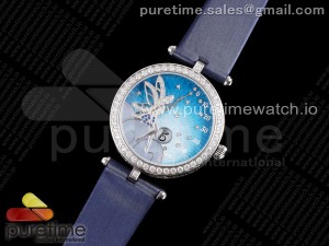 Lady Féerie Full Diamonds Blue Dial on Blue Fabric Strap Quartz