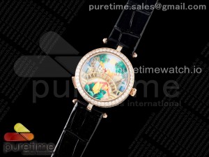 Pont des Amoureux 38mm RG 5GF Best Edition Garden Dial on Black Leather Strap Quartz