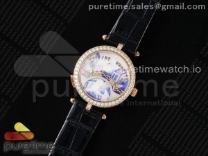 Pont des Amoureux 38mm RG 5GF Best Edition Blue House Dial on Black Leather Strap Quartz