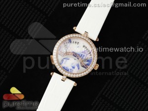 Pont des Amoureux 38mm RG 5GF Best Edition Blue House Dial on White Leather Strap Quartz