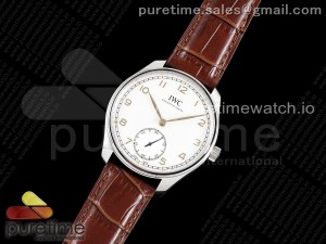 Portuguese IW358303 ZF 1:1 Best Edition SS White Dial RG Markers on Brown Leather Strap A82200