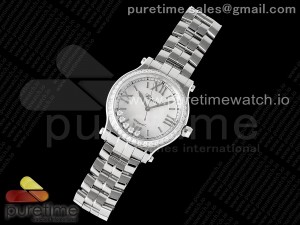 Happy Sport 33mm SS ZF 1:1 Best Edition Diamonds Bezel White MOP Dial on SS Bracelet MIYOTA 9015