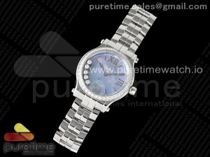 Happy Sport 33mm SS ZF 1:1 Best Edition Diamonds Bezel Blue Dial on SS Bracelet MIYOTA 9015