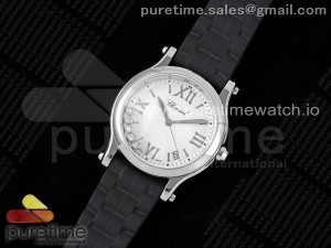 Happy Sport 36mm SS BVF 1:1 Best Edition White Dial on Black Rubber Strap ETA Quartz