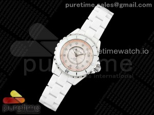 J13 38mm HTF 1:1 Best Edition White Korea Ceramic Cream Diamonds Dial on Bracelet A2892