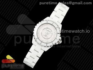 J13 38mm HTF 1:1 Best Edition White Korea Ceramic Cream Dial White Markers on Bracelet A2892