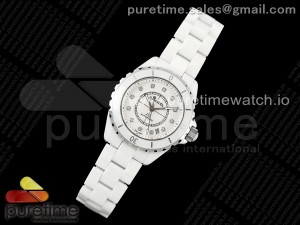 J13 38mm HTF 1:1 Best Edition White Korea Ceramic White Dial Diamonds Markers on Bracelet A2892