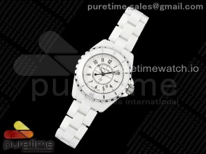 J13 33mm HTF 1:1 Best Edition White Korea Ceramic White Dial Black Markers on Bracelet Swiss Quartz