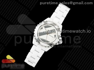 J13 38mm HTF 1:1 Best Edition White Korea Ceramic White/Silver Dial on Bracelet A2892