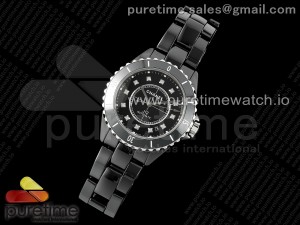 J13 38mm HTF 1:1 Best Edition Black Korea Ceramic Black Dial Diamonds Markers on Bracelet A12.1