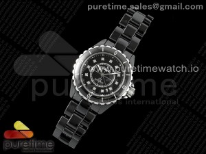 J13 38mm HTF 1:1 Best Edition Black Korea Ceramic Black Dial Diamonds Markers on Bracelet A2892