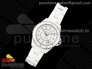 J13 38mm HTF 1:1 Best Edition White Korea Ceramic White Dial Diamonds Markers on Bracelet A12.1