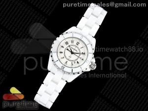 J13 33mm HTF 1:1 Best Edition White Korea Ceramic White Date Dial Black Markers on Bracelet ETA Quartz