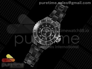 J13 33mm HTF 1:1 Best Edition Black Korea Ceramic Black Dial Diamonds Markers on Bracelet  A12.2