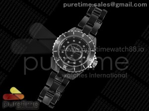 J13 33mm HTF 1:1 Best Edition Black Korea Ceramic Black Dial Diamonds Markers on Bracelet ETA Quartz