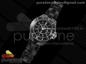 J13 33mm HTF 1:1 Best Edition Black Korea Ceramic Black Dial White Markers on Bracelet ETA Quartz