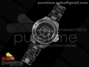 J13 33mm HTF 1:1 Best Edition Black Korea Ceramic Black Dial Black Markers on Bracelet ETA Quartz