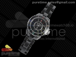 J13 33mm HTF 1:1 Best Edition Black Korea Ceramic Black Dial Colourful Markers on Bracelet ETA Quartz