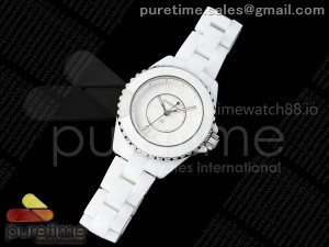 J13 33mm HTF 1:1 Best Edition White Korea Ceramic White Dial White Markers on Bracelet ETA Quartz