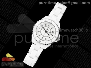 J13 33mm HTF 1:1 Best Edition White Korea Ceramic White Dial Black Markers on Bracelet ETA Quartz