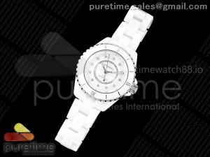 J13 33mm HTF 1:1 Best Edition White Korea Ceramic White Dial Diamonds Markers on Bracelet A12.2