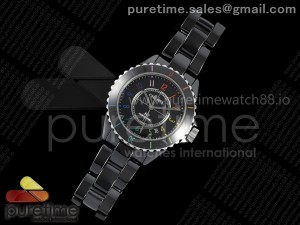 J13 38mm HTF 1:1 Best Edition Black Korea Ceramic Black Rainbow Dial on Bracelet A12.2