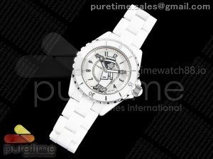 J13 38mm HTF 1:1 Best Edition White Korea Ceramic Coco Dial on Bracelet A2892