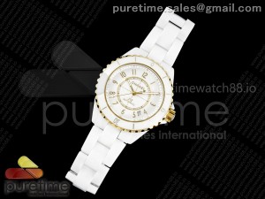 J13 38mm HTF 1:1 Best Edition White Korea Ceramic YG Bezel White Dial on Bracelet A12.1